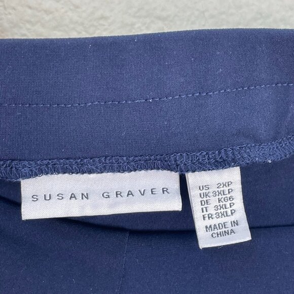 Susan Graver Womens Plus 2XP Navy Wide Leg Pants Pull On Stretch Pockets - Picture 8 of 10